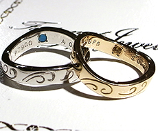 北海道滝川市自分たちで作るマリッジリングk18ピンクゴールドとプラチナ900にシトリンとターコイズ