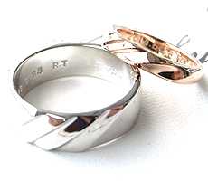 北海道滝川市二人で作るマリッジリングプラチナ900とK18ピンクゴールド