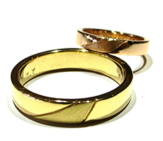 北海道滝川市結婚指輪手作り出来るK18イエローゴールドとK18ピンクゴールド