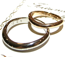 北海道滝川市二人で作る結婚指輪プラチナ900とK18ピンクゴールド
