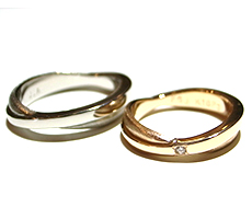 北海道滝川市二人で作るマリッジリングプラチナ900とK18イエローゴールドにダイヤモンドをセット