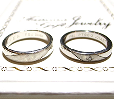 北海道滝川市手作りマリッジリングプラチナ900とダイヤモンド