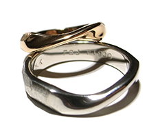 北海道滝川市マリッジリングを自分たちで作るプラチナとK18ピンクゴールド